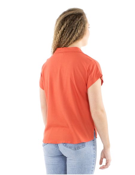 Chemisier 54% Lin 46% Viscose Boutonne Avec Poches Poitrine