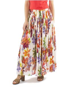 Jupe Coton Froissee Voile Imprime Hawaian