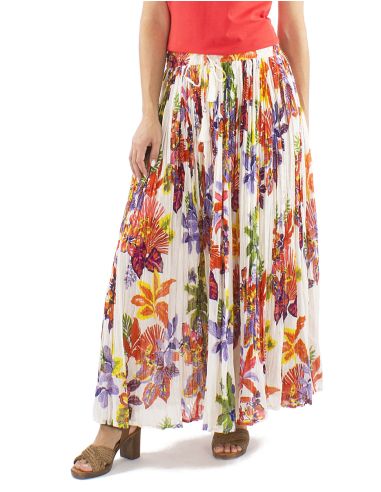 Jupe Coton Froissee Voile Imprime Hawaian