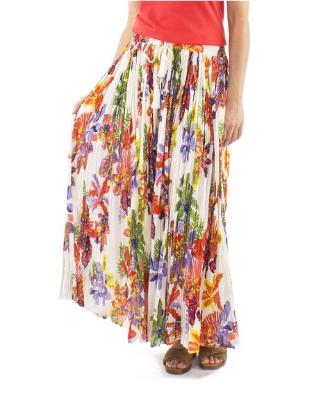 Jupe Coton Froissee Voile Imprime Hawaian