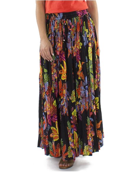 Jupe Coton Froissee Voile Imprime Hawaian