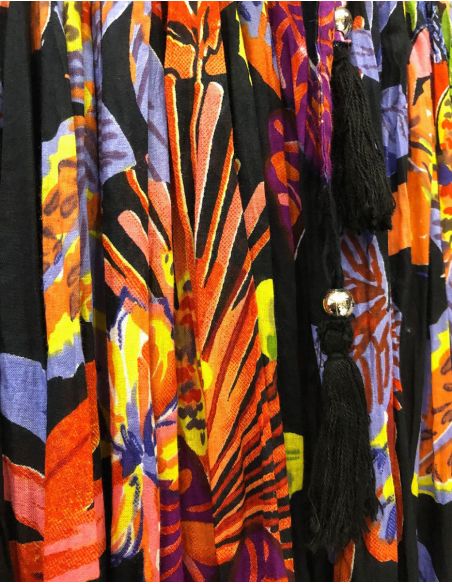 Jupe Coton Froissee Voile Imprime Hawaian