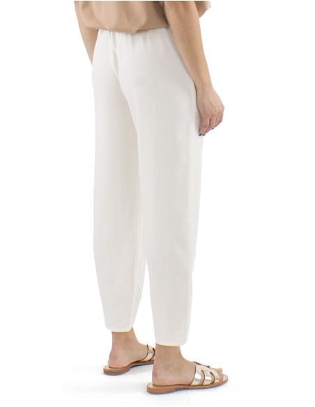 Pantalon 54% Lin 46% Viscose 2 Poches Ceinture Elastique
