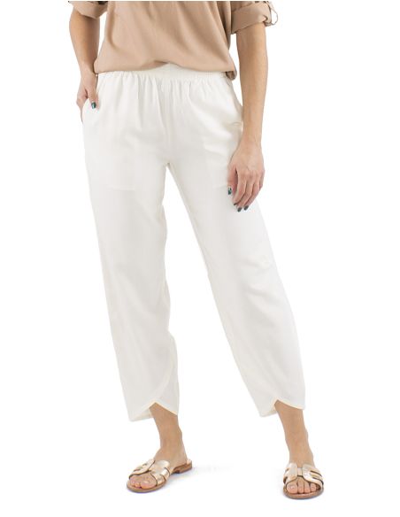 Pantalon 54% Lin 46% Viscose 2 Poches Ceinture Elastique