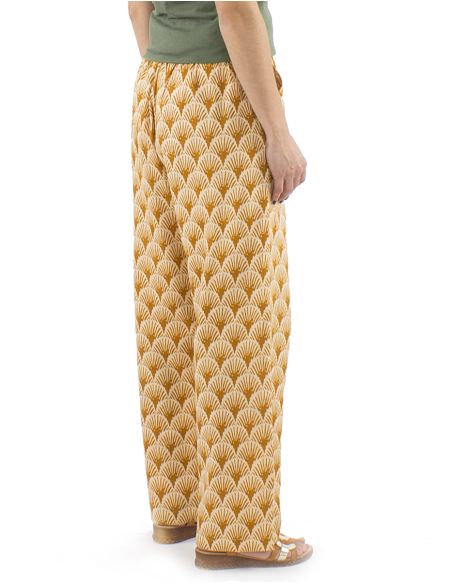 Pantalon Coton Droit Imprime Block