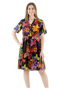 Robe Viscose Manches Courtes Imprime Hawaian 2