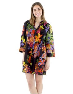 Robe Tunique Coton Manches Longues Imprime Hawaian 2