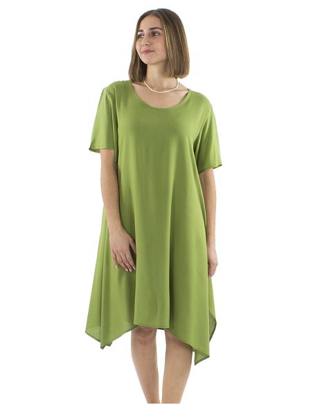 Robe Viscose Unie Manches Courtes Mama