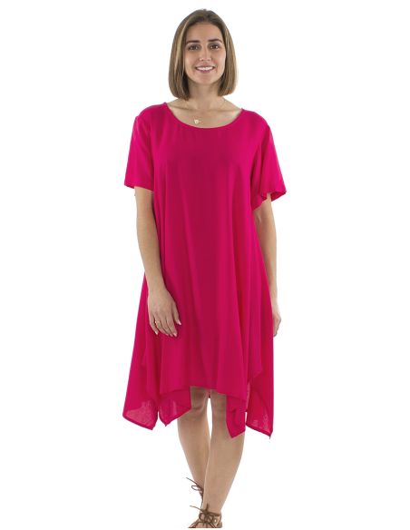 Robe Viscose Unie Manches Courtes Mama