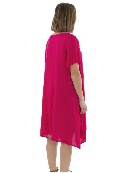 Robe Viscose Unie Manches Courtes Mama
