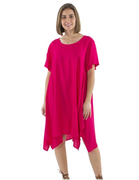 Robe Viscose Unie Manches Courtes Mama
