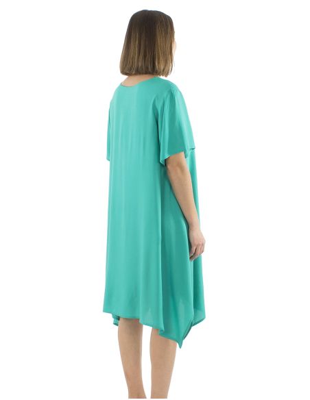 Robe Viscose Unie Manches Courtes Mama