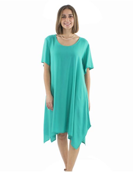 Robe Viscose Unie Manches Courtes Mama