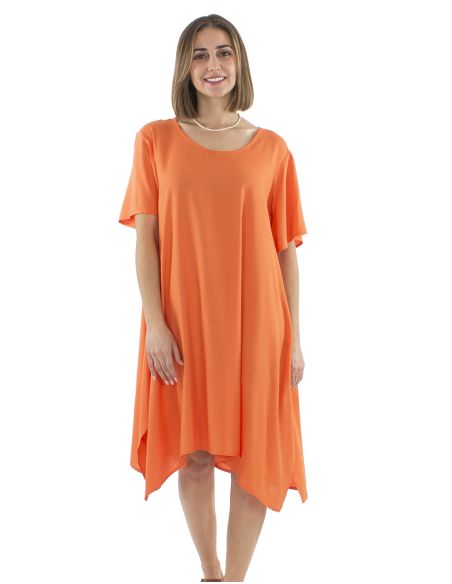 Robe Viscose Unie Manches Courtes Mama