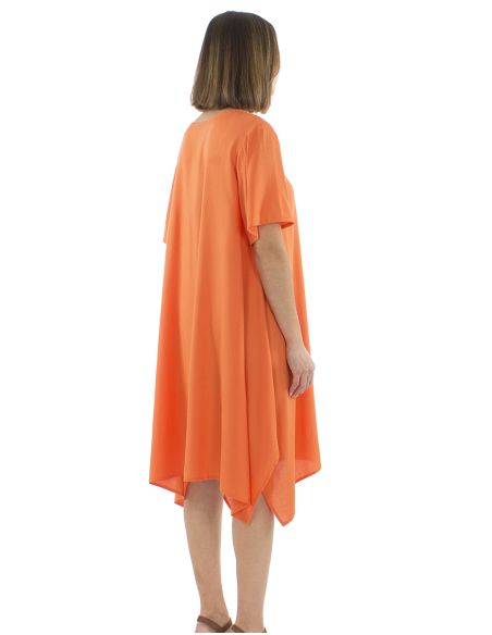 Robe Viscose Unie Manches Courtes Mama