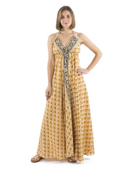 Robe Longue Coton Block Bagru Dos Nu