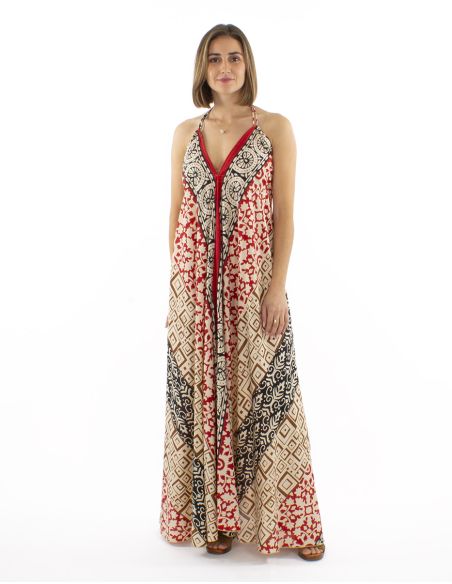 Robe Longue Coton Block Bagru Dos Nu