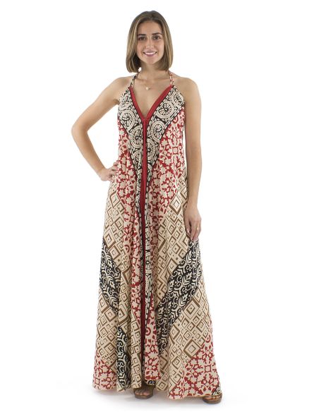 Robe Longue Coton Block Bagru Dos Nu