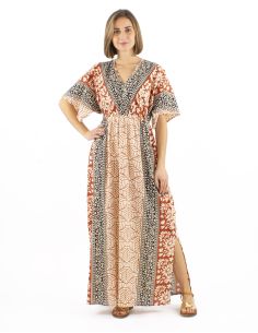 Robe Coton Manches Courtes Block Bagru