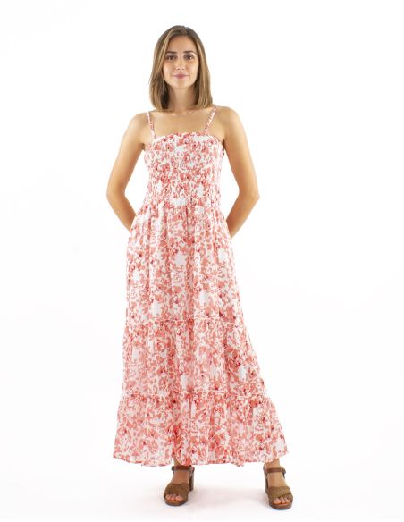 Robe Longue Bretelles Voile Coton Doublee Imprime Bali