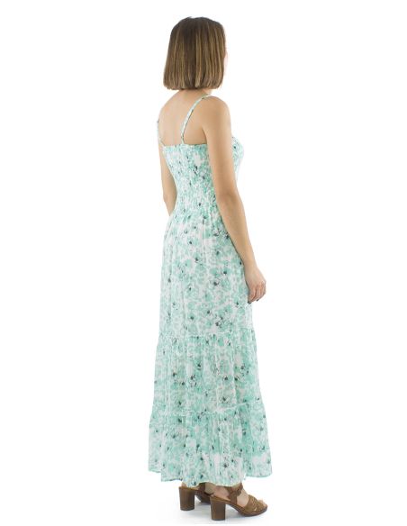 Robe Longue Bretelles Voile Coton Doublee Imprime Bali