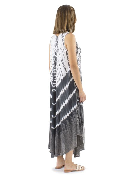 Robe Crepe Viscose Tie And Dye Forme Parapluie