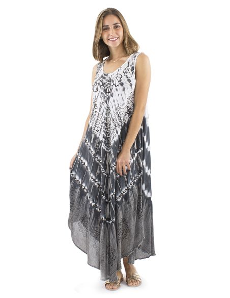 Robe Crepe Viscose Tie And Dye Forme Parapluie