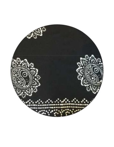 Robe Crepe Viscose Blanc/Noir Manches Courtes