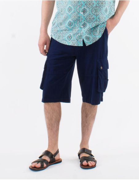 Bermuda Homme Coton Cargo Uni