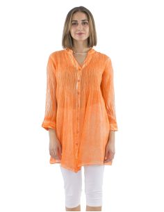 Tunique Coton Uni Surteint Plis Poitrine 2