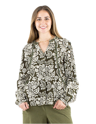 Chemisier 91% viscose 9% lin boutonné...