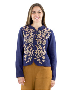 Veste coton unie brodée... 2